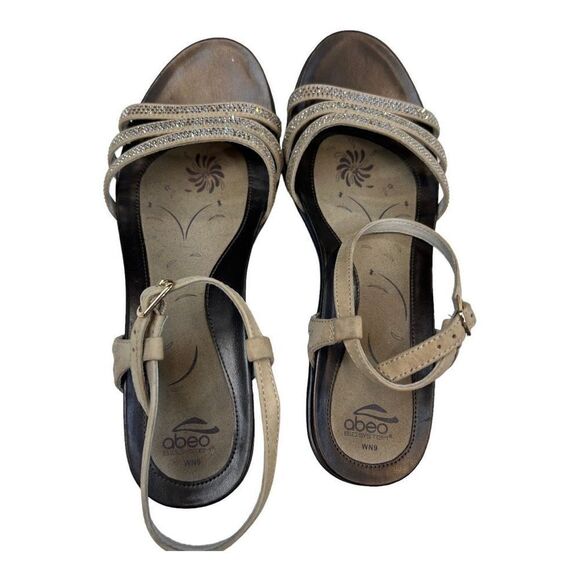 Abeo b.i.o.system Heel Sandals Womens 9 Tan Beige Glitz Grace Metatarsal Support - Picture 6 of 10